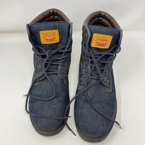 Levi Strauss Denim/Leather/Suede Lace Boots Shoes Men's Size 13 Blue/Black/Brown - Picture 6 of 15